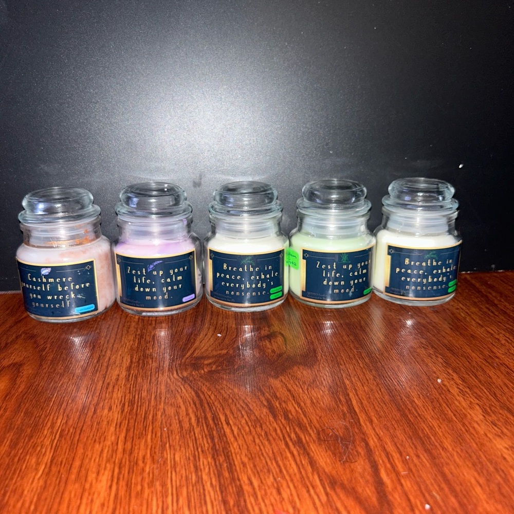 Handmade Assorted Scented Jar Candles - Pastel Pink, Cream, Green, White
